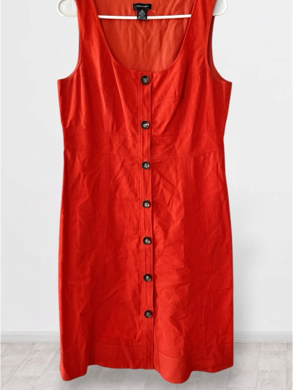 Spense Rust Orange Button-Front Sleeveless Sheath Dress - Size 12
